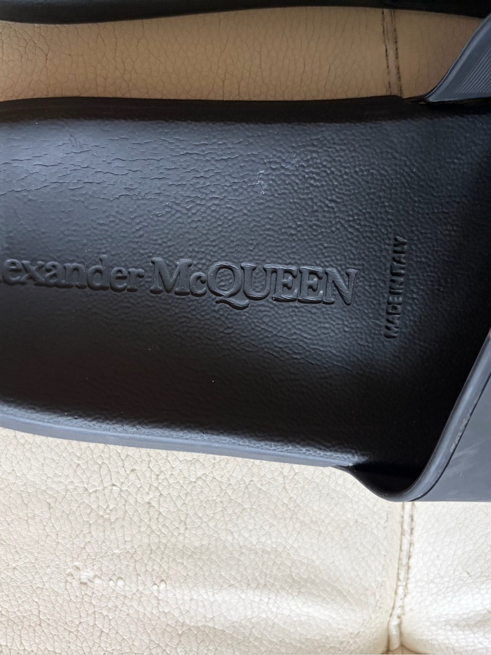 Alexander McQueen Black Slides with Red Graphic Logo - Picture 2 of 5